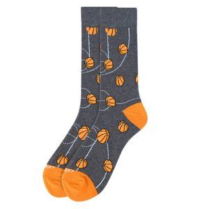 Men's Basketball Court Premium Novelty Socks Gray